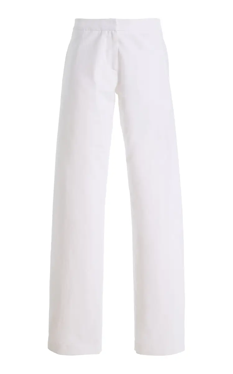 Brandon Maxwell The Parks Side-Pleated Cotton Straight-Leg Pants