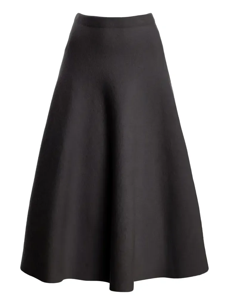 The Miller Structured Virgin-Wool Midi Skirt The Miller Structured Virgin-Wool Midi Skirt