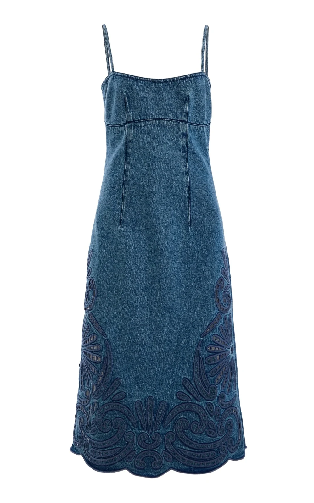 The Jane Eyelet Denim Midi Dress The Jane Eyelet Denim Midi Dress