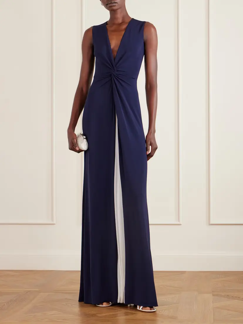 Ralph Lauren Collection Knotted Pleated Chiffon And Stretch-jersey Gown | Thumbnail 2 Ralph Lauren Collection Knotted Pleated Chiffon And Stretch-jersey Gown | Thumbnail 2