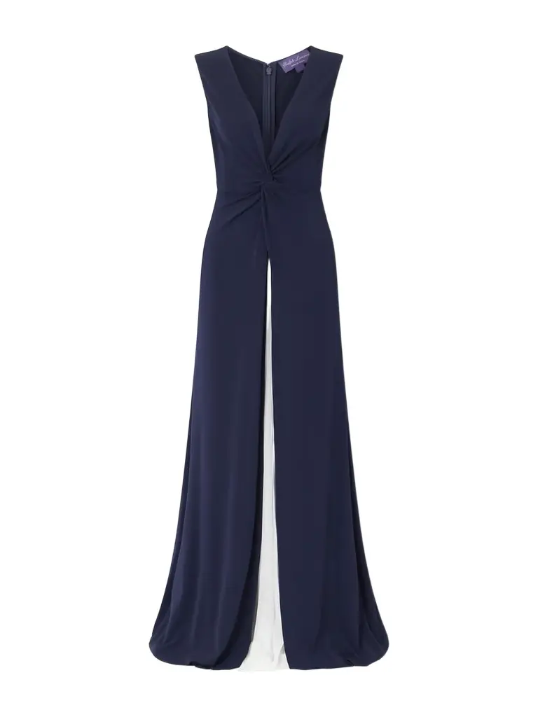 Knotted Pleated Chiffon And Stretch-jersey Gown