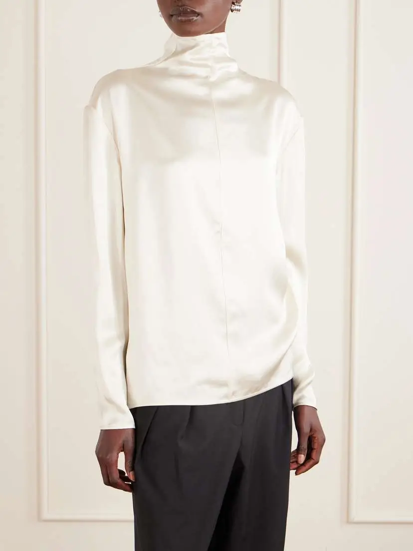 TOTEME Satin Turtleneck Blouse | Thumbnail 3 TOTEME Satin Turtleneck Blouse | Thumbnail 3