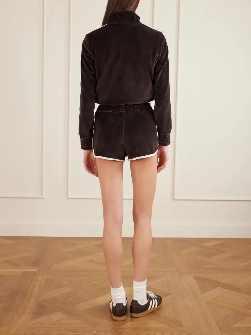 Sporty & Rich Embroidered Cotton-velour Shorts | Thumbnail 4 Sporty & Rich Embroidered Cotton-velour Shorts | Thumbnail 4