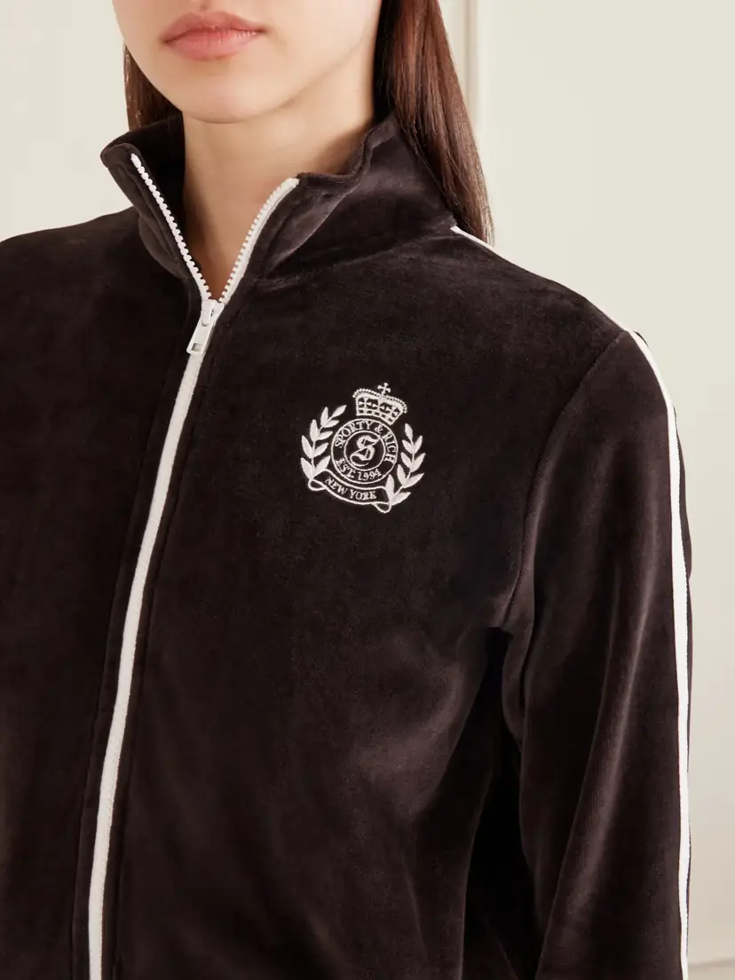 Sporty & Rich Elio Embroidered Cotton-velour Track Jacket | Thumbnail 4