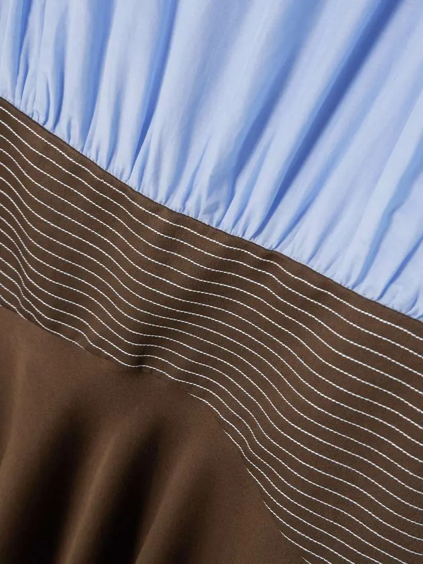 Abadia Nuri Striped Cotton And Silk-blend And Crepe Midi Dress | Thumbnail 4 Abadia Nuri Striped Cotton And Silk-blend And Crepe Midi Dress | Thumbnail 4