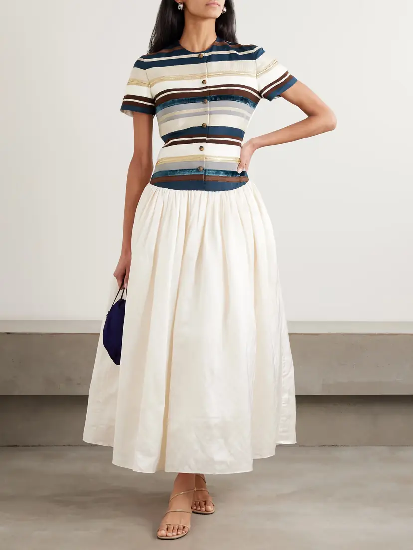 Abadia Sadu Paneled Satin Midi Dress | Thumbnail 2 Abadia Sadu Paneled Satin Midi Dress | Thumbnail 2