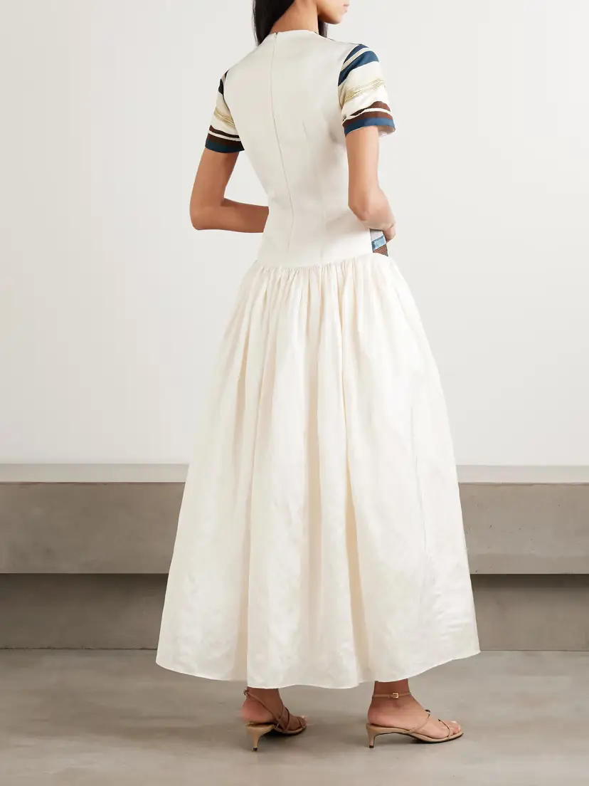 Abadia Sadu Paneled Satin Midi Dress | Thumbnail 3 Abadia Sadu Paneled Satin Midi Dress | Thumbnail 3