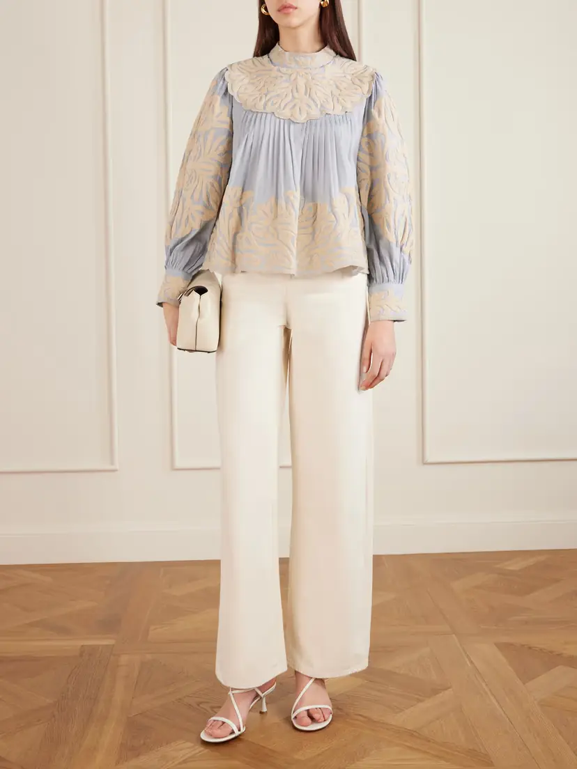 Sea Alexandra Pleated Embroidered Cotton-voile Blouse | Thumbnail 2 Sea Alexandra Pleated Embroidered Cotton-voile Blouse | Thumbnail 2