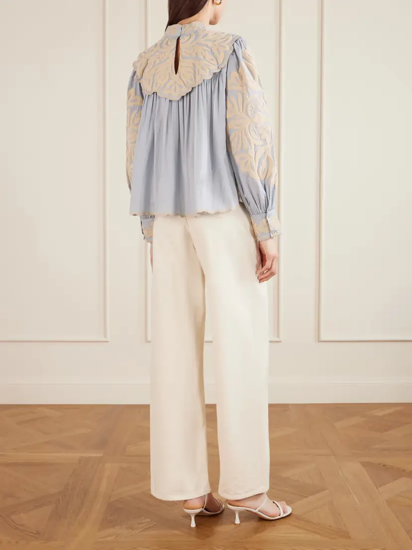 Sea Alexandra Pleated Embroidered Cotton-voile Blouse | Thumbnail 3 Sea Alexandra Pleated Embroidered Cotton-voile Blouse | Thumbnail 3
