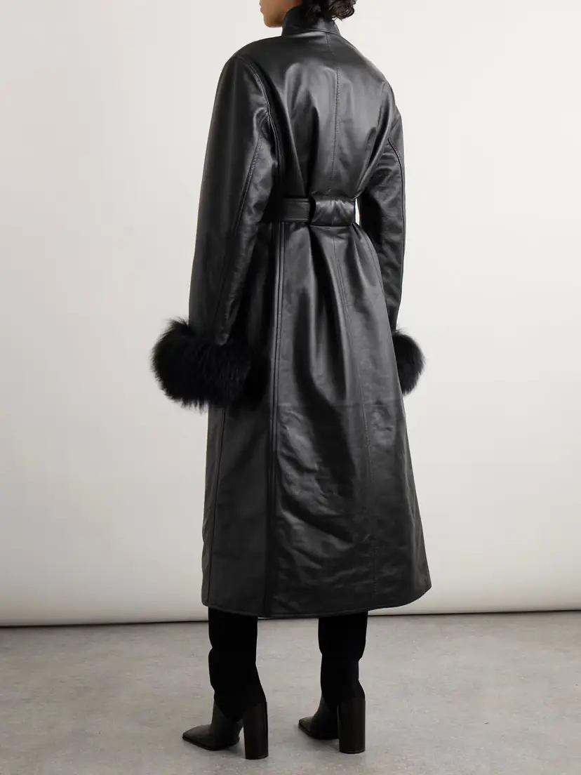 Alaïa Shearling-trimmed Leather Coat | Thumbnail 3