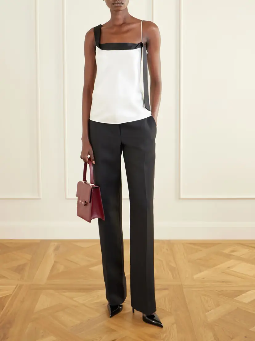 Tom Ford Asymmetric Draped Two-tone Silk-satin Camisole | Thumbnail 2 Tom Ford Asymmetric Draped Two-tone Silk-satin Camisole | Thumbnail 2