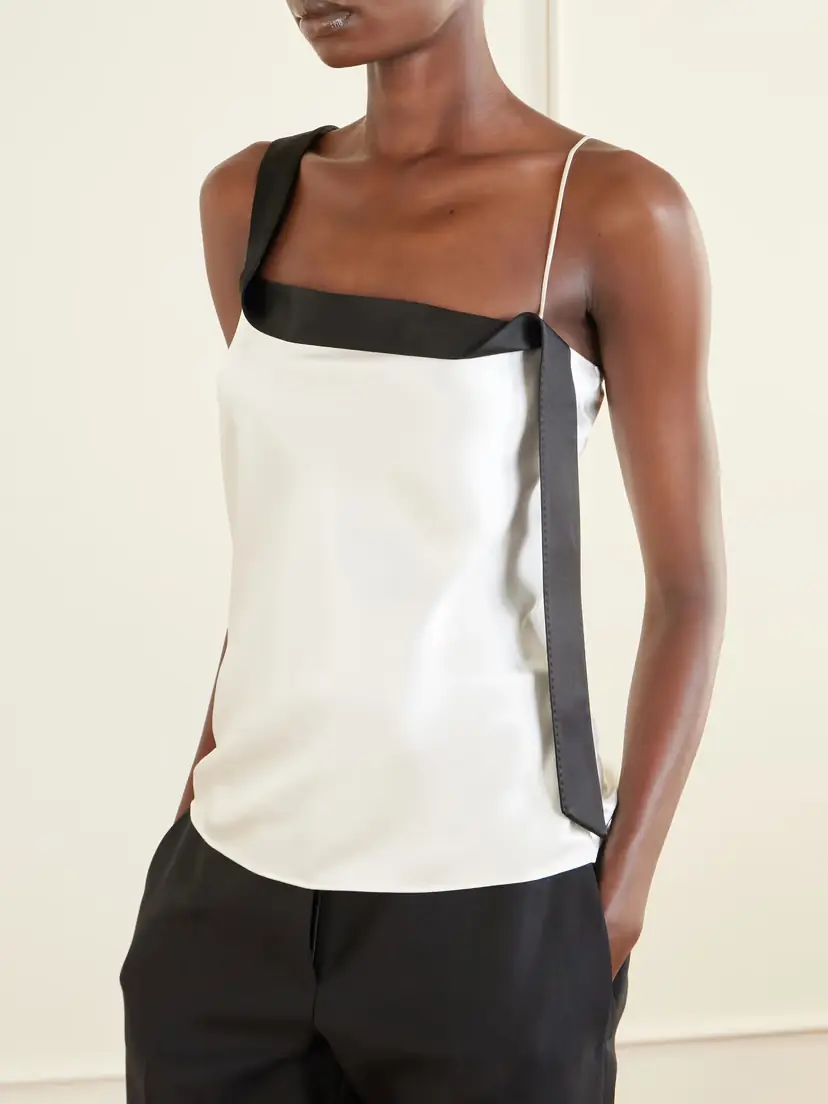 Tom Ford Asymmetric Draped Two-tone Silk-satin Camisole | Thumbnail 3 Tom Ford Asymmetric Draped Two-tone Silk-satin Camisole | Thumbnail 3