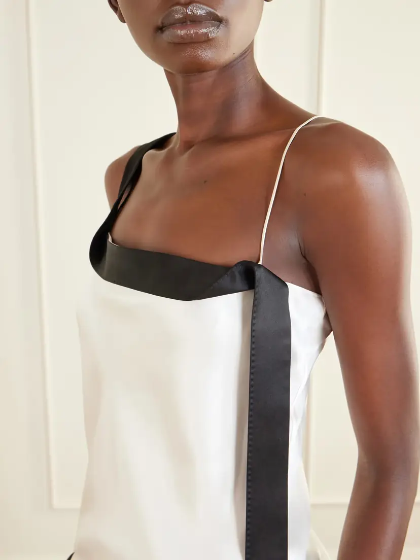 Tom Ford Asymmetric Draped Two-tone Silk-satin Camisole | Thumbnail 5 Tom Ford Asymmetric Draped Two-tone Silk-satin Camisole | Thumbnail 5