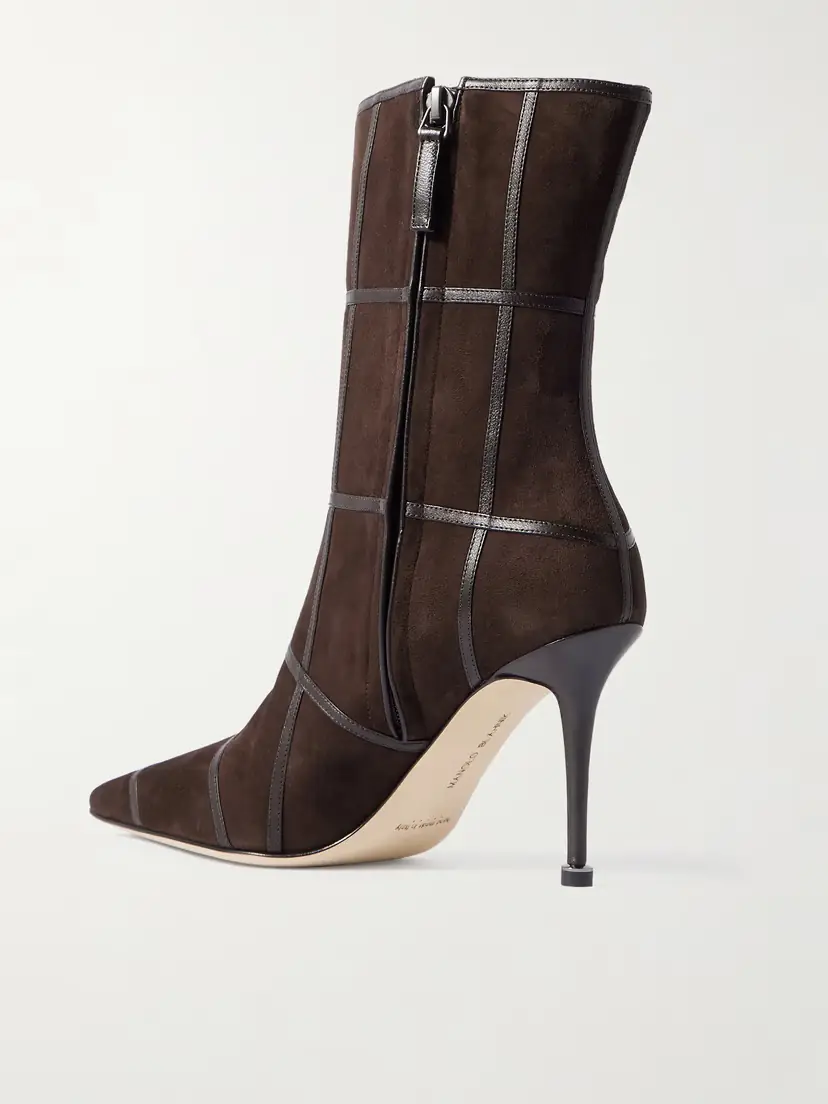 Manolo Blahnik Trulonapla 90 Leather-trimmed Suede Ankle Boots | Thumbnail 3 Manolo Blahnik Trulonapla 90 Leather-trimmed Suede Ankle Boots | Thumbnail 3
