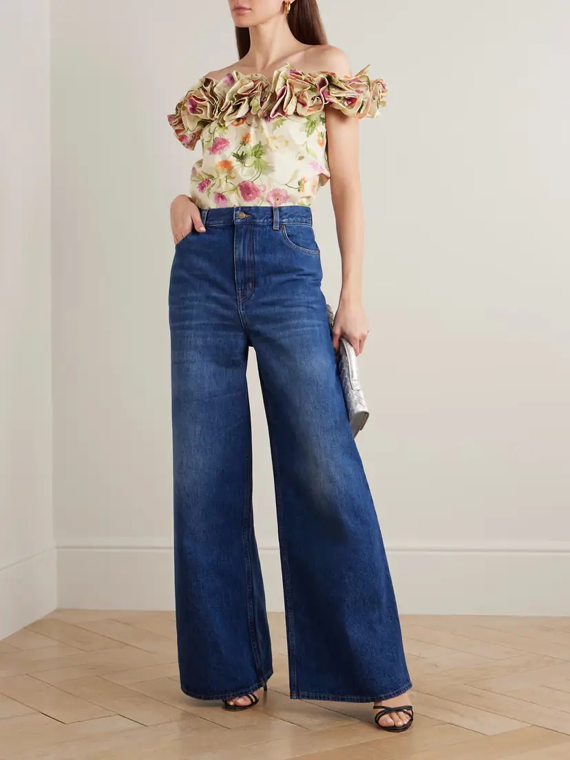 Carolina Herrera Off-the-shoulder Ruffled Floral-print Cotton-blend Top | Thumbnail 2