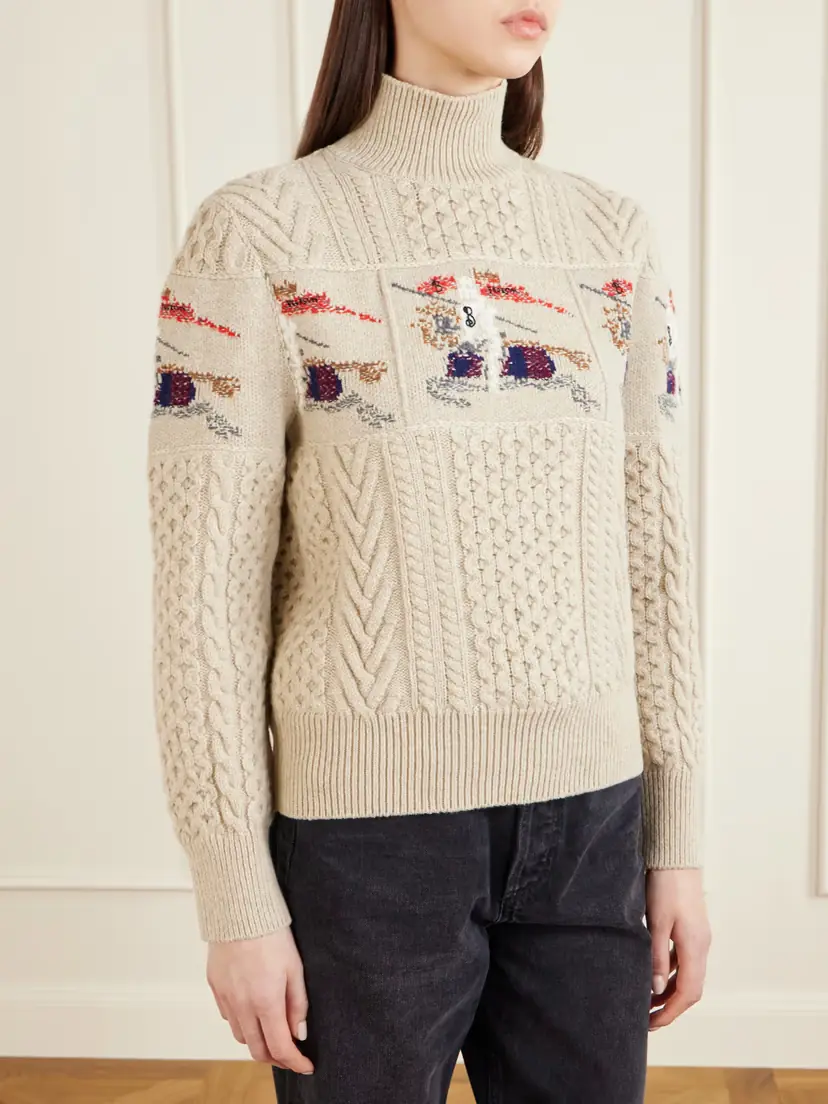 Burberry Cable-knit Jacquard Wool And Cashmere-blend Turtleneck Sweater | Thumbnail 3 Burberry Cable-knit Jacquard Wool And Cashmere-blend Turtleneck Sweater | Thumbnail 3