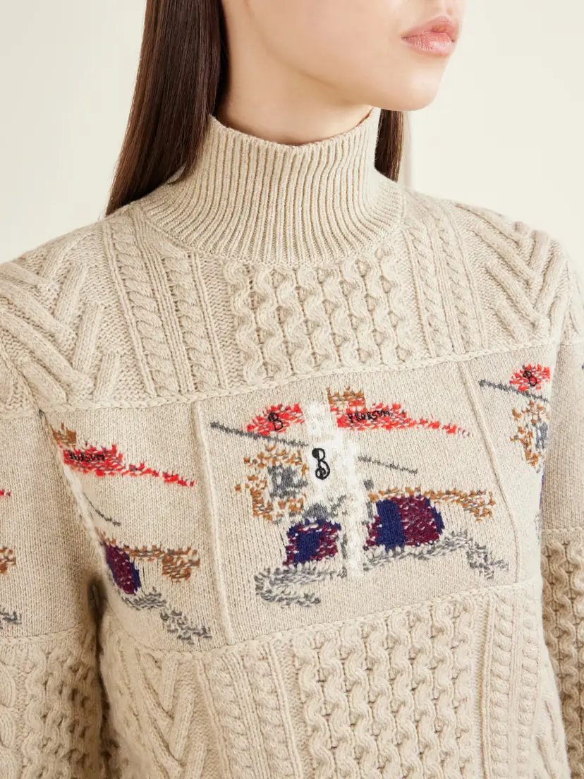 Burberry Cable-knit Jacquard Wool And Cashmere-blend Turtleneck Sweater | Thumbnail 5 Burberry Cable-knit Jacquard Wool And Cashmere-blend Turtleneck Sweater | Thumbnail 5