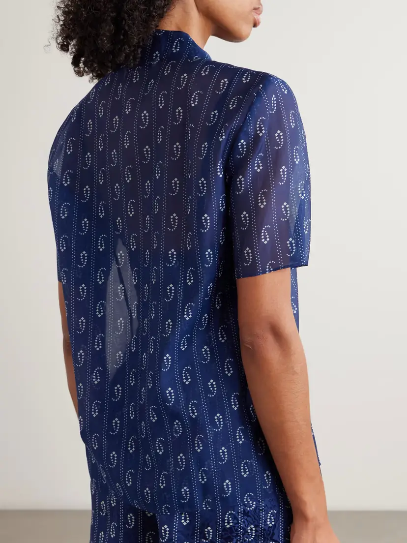 Tory Burch Printed Cotton And Silk-blend Shirt | Thumbnail 4
