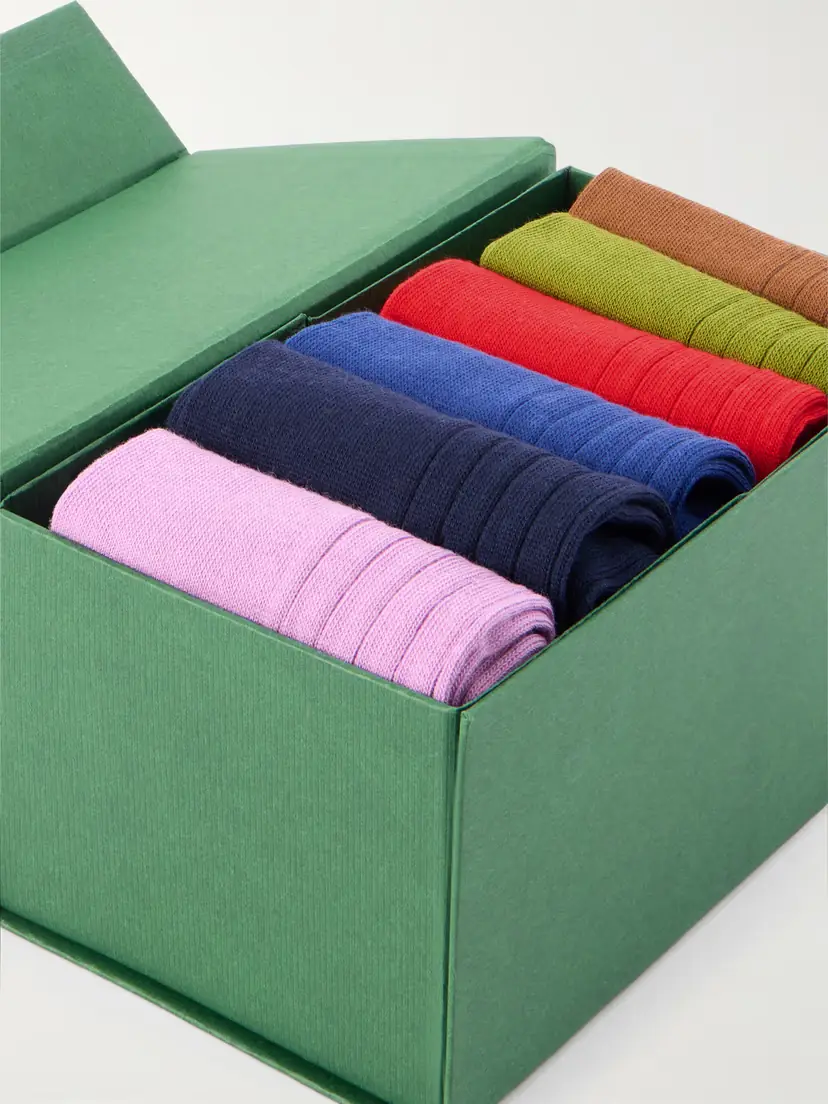 Comme Si The Yves Set Of Six Ribbed Cotton-blend Socks | Thumbnail 3
