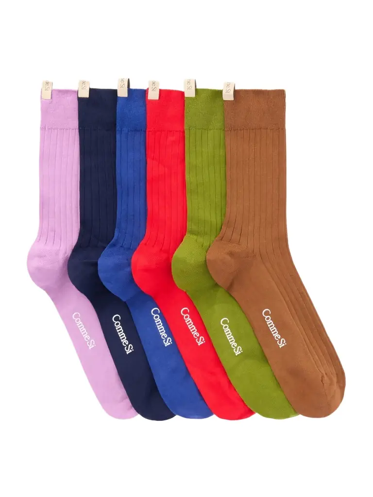 Comme Si The Yves Set Of Six Ribbed Cotton-blend Socks | Image 1 Comme Si The Yves Set Of Six Ribbed Cotton-blend Socks | Image 1