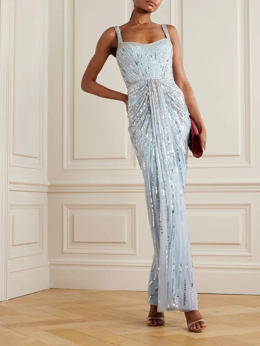 Jenny Packham Chrissy Gathered Draped Embellished Tulle Gown | Thumbnail 2 Jenny Packham Chrissy Gathered Draped Embellished Tulle Gown | Thumbnail 2