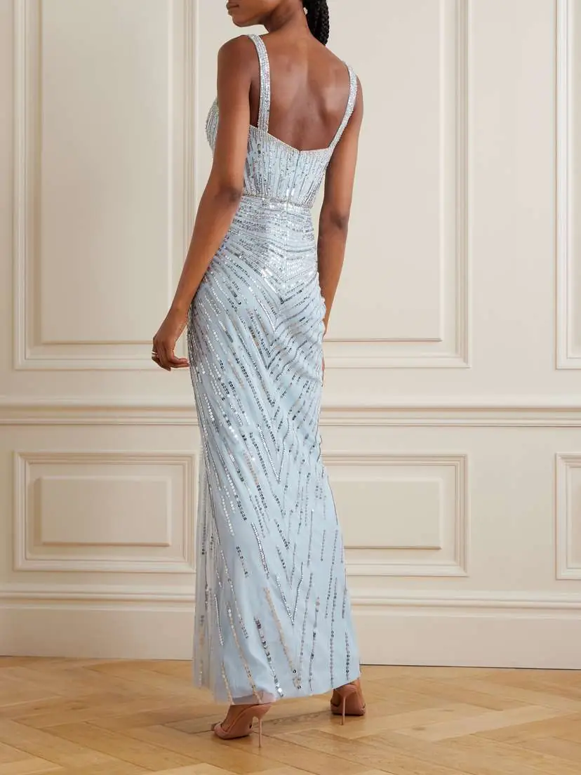 Jenny Packham Chrissy Gathered Draped Embellished Tulle Gown | Thumbnail 3 Jenny Packham Chrissy Gathered Draped Embellished Tulle Gown | Thumbnail 3