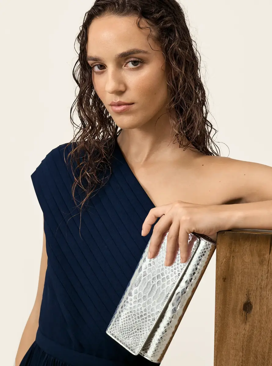 Michael Kors Collection Cate Metallic Snake Embossed Leather Clutch in Silver - One Size by Michael Kors Collection | Thumbnail 9 Michael Kors Collection Cate Metallic Snake Embossed Leather Clutch in Silver - One Size by Michael Kors Collection | Thumbnail 9