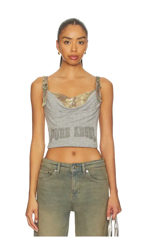 MARRKNULL Printed Pleated Corset Top | Image 1 MARRKNULL Printed Pleated Corset Top | Image 1