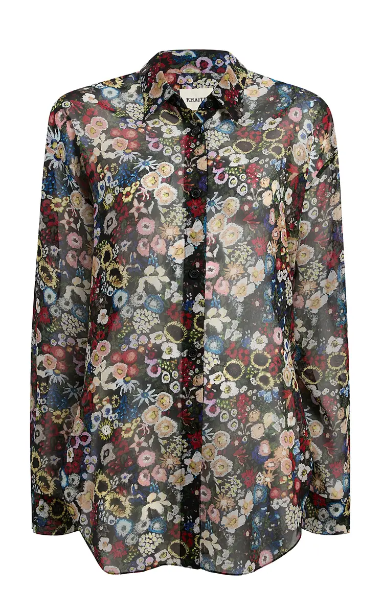 Goya Floral Silk-Chiffon Shirt Goya Floral Silk-Chiffon Shirt