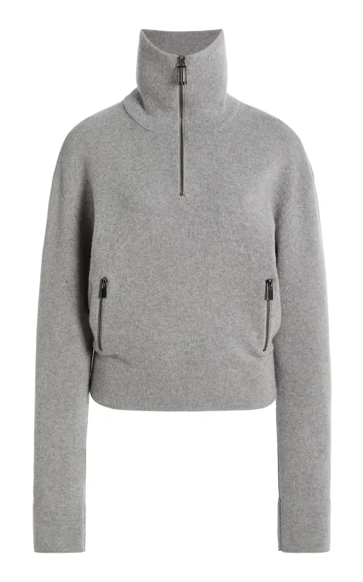 Victoria Beckham Half Zip Milano Cashmere Sweater | Thumbnail 2