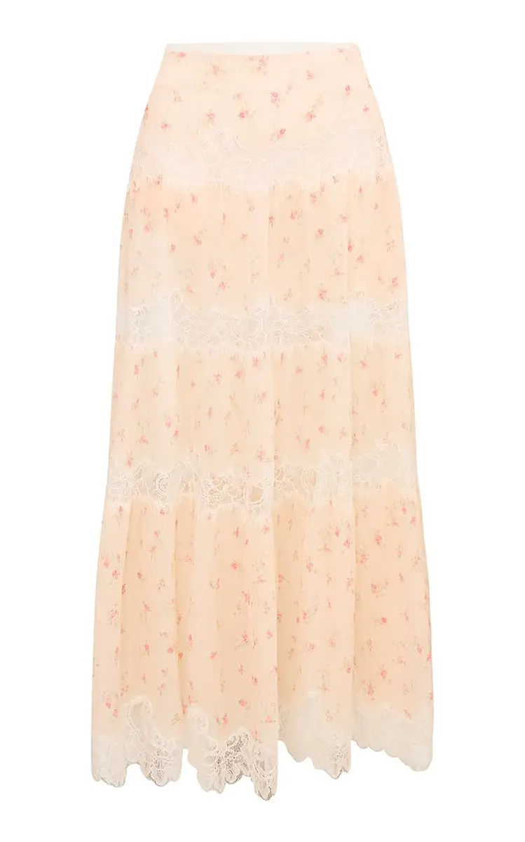 LoveShackFancy Everhart Silk Blend Maxi Skirt | Image 1 LoveShackFancy Everhart Silk Blend Maxi Skirt | Image 1