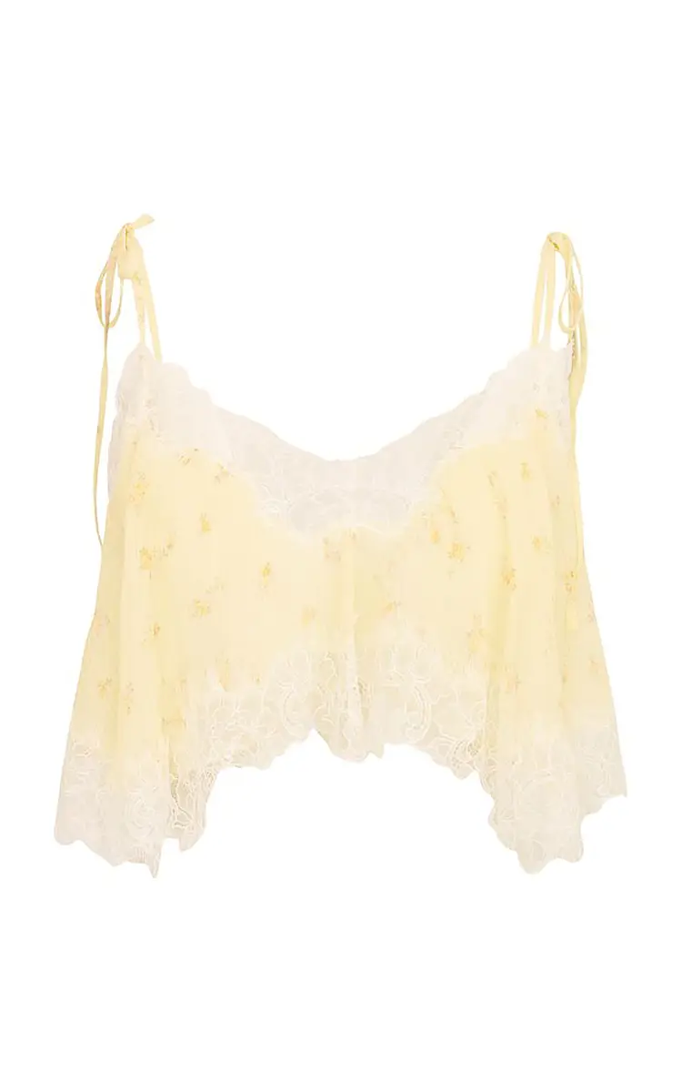 LoveShackFancy Elysia Silk Blend Cropped Top | Thumbnail 2 LoveShackFancy Elysia Silk Blend Cropped Top | Thumbnail 2