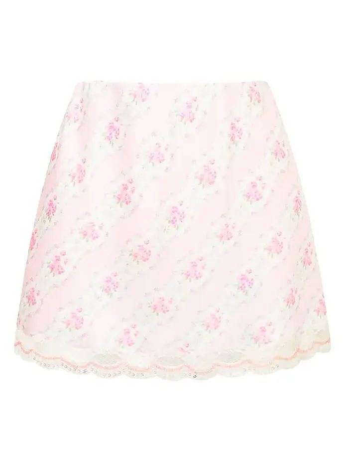 Bernes Floral Satin Mini Skirt Bernes Floral Satin Mini Skirt