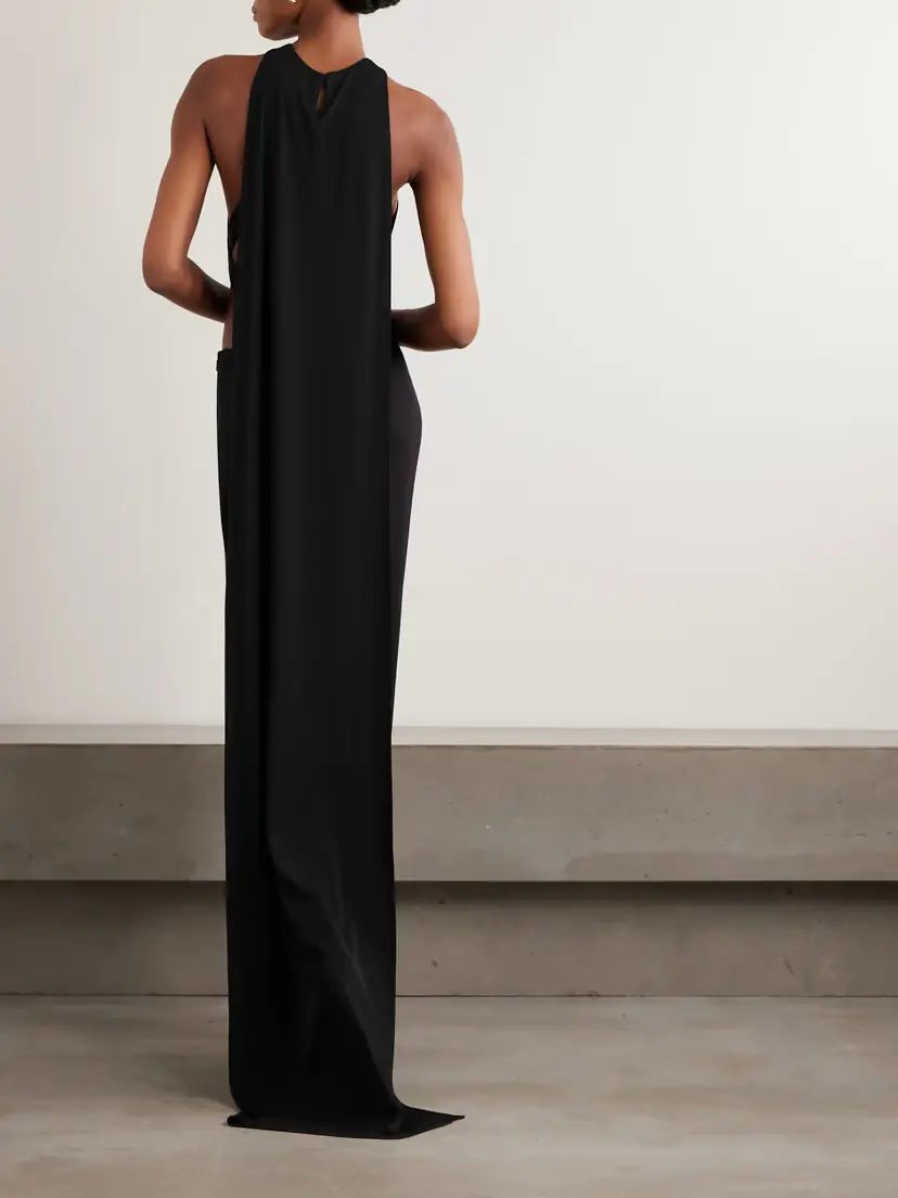 Ilkyaz Ozel Yoko Cutout Crepe Halterneck Gown | Thumbnail 3 Ilkyaz Ozel Yoko Cutout Crepe Halterneck Gown | Thumbnail 3
