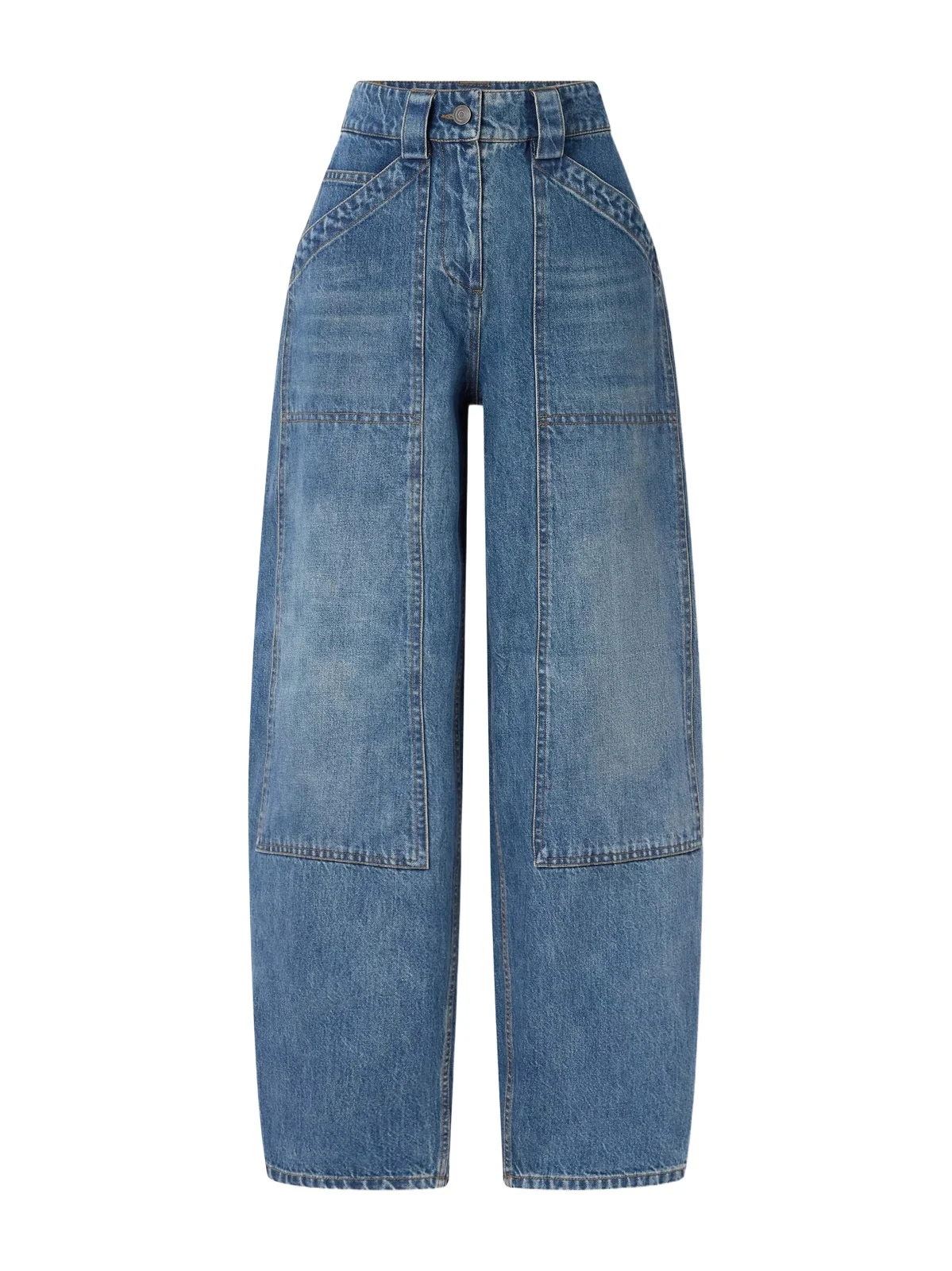 Co Paneled Mid-rise Barrel-leg Jeans