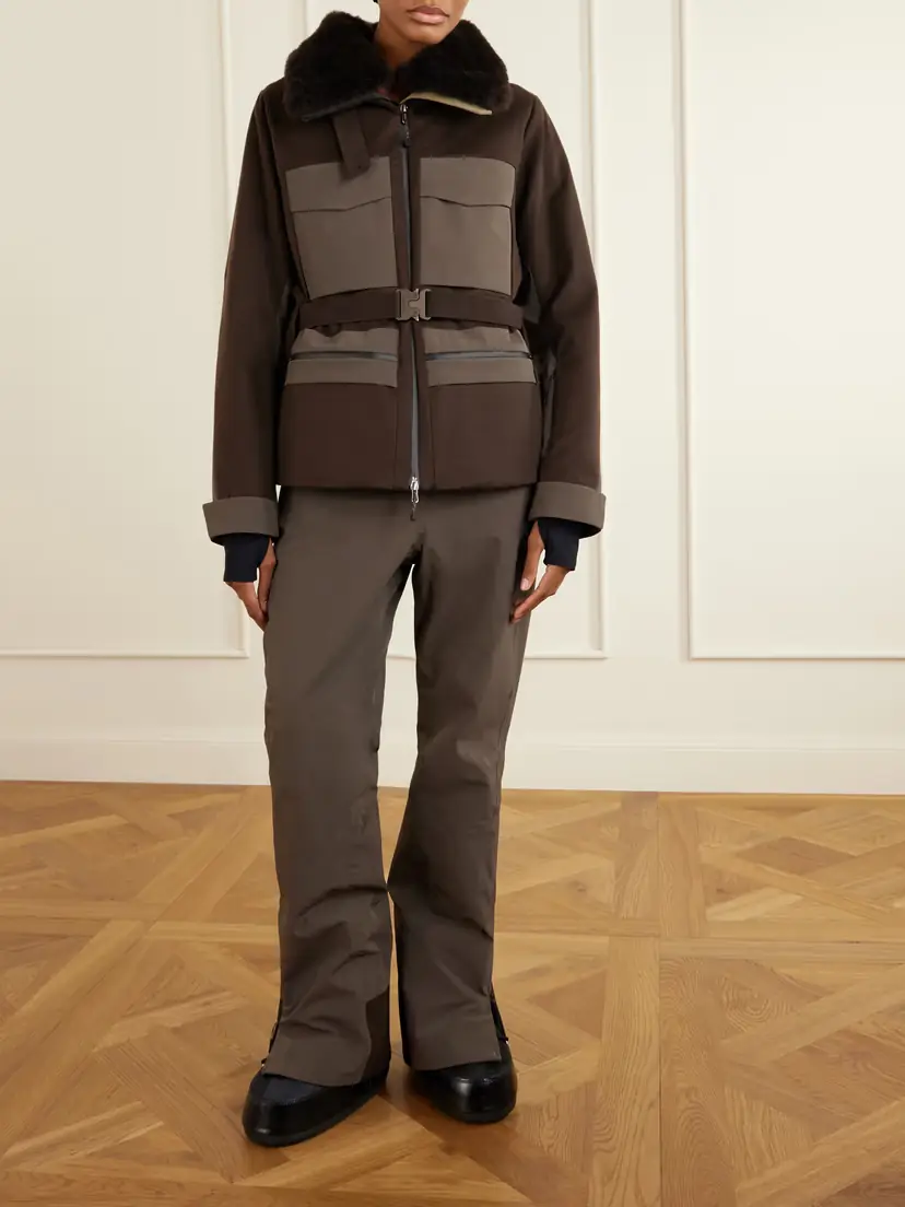Sease Belted Plush And Twill-trimmed Wool And Cashmere-blend Felt Down Ski Jacket | Thumbnail 2 Sease Belted Plush And Twill-trimmed Wool And Cashmere-blend Felt Down Ski Jacket | Thumbnail 2