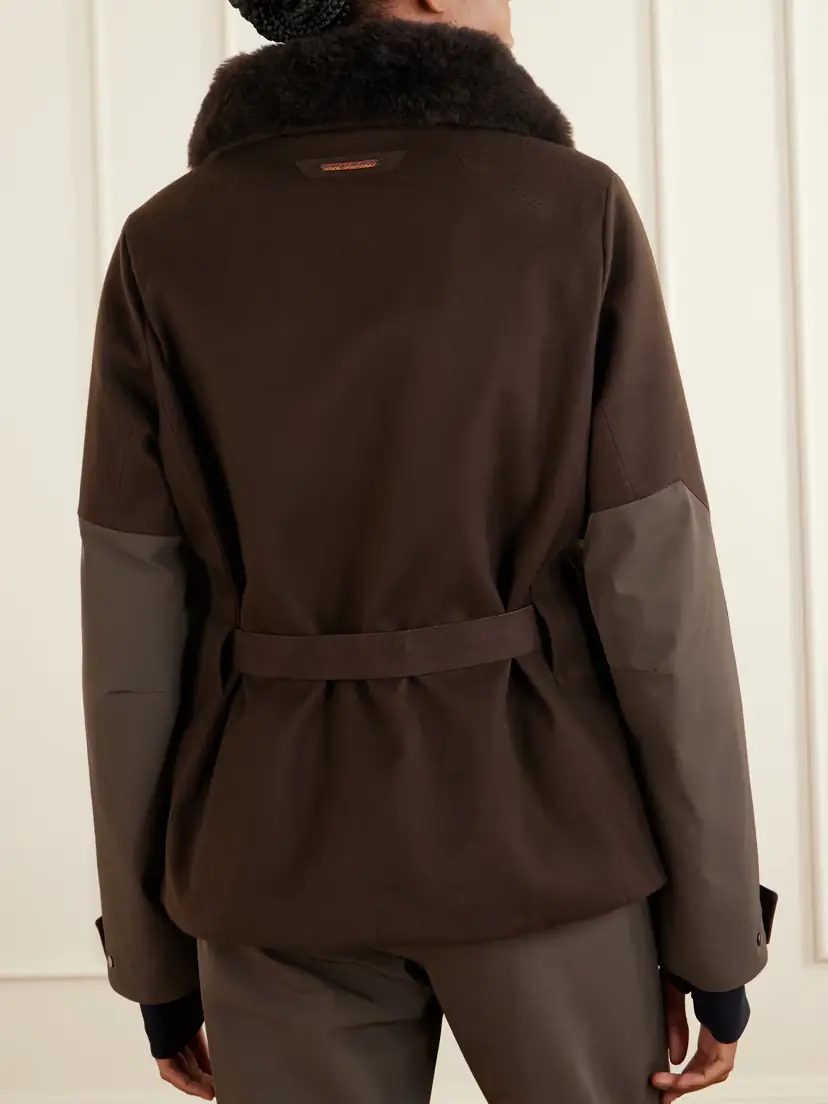 Sease Belted Plush And Twill-trimmed Wool And Cashmere-blend Felt Down Ski Jacket | Thumbnail 4 Sease Belted Plush And Twill-trimmed Wool And Cashmere-blend Felt Down Ski Jacket | Thumbnail 4