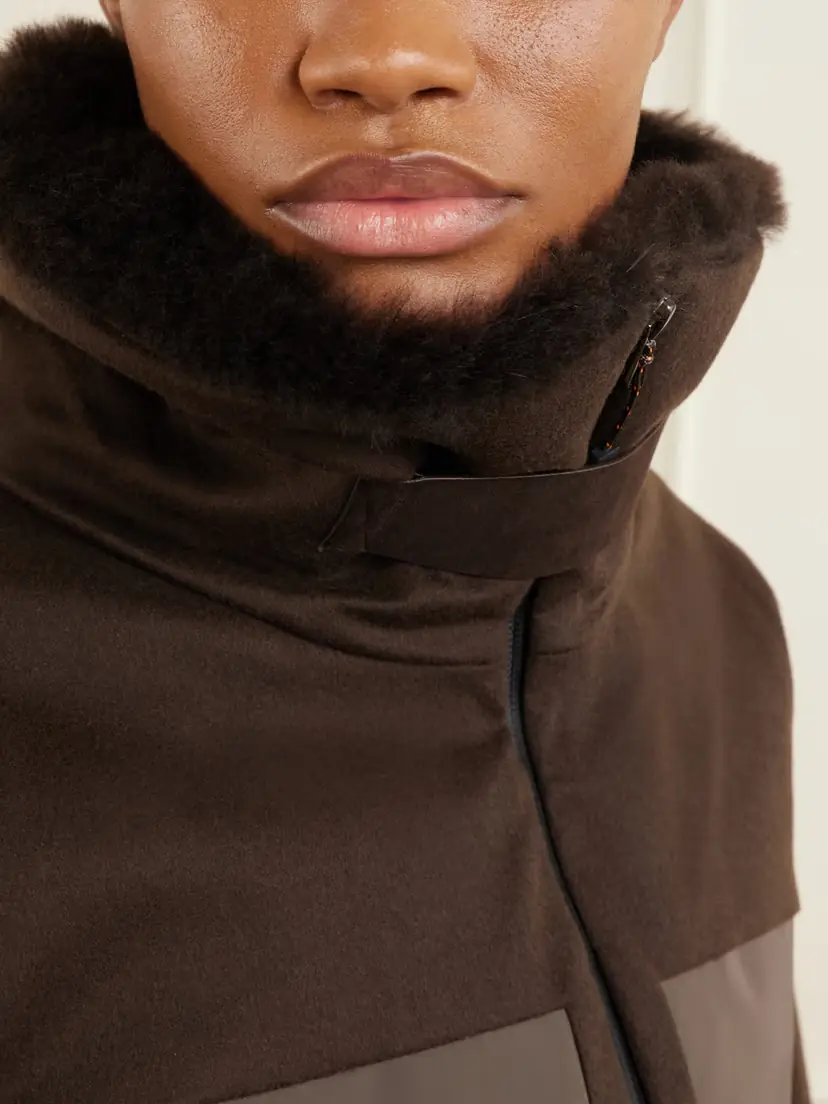 Sease Belted Plush And Twill-trimmed Wool And Cashmere-blend Felt Down Ski Jacket | Thumbnail 5 Sease Belted Plush And Twill-trimmed Wool And Cashmere-blend Felt Down Ski Jacket | Thumbnail 5