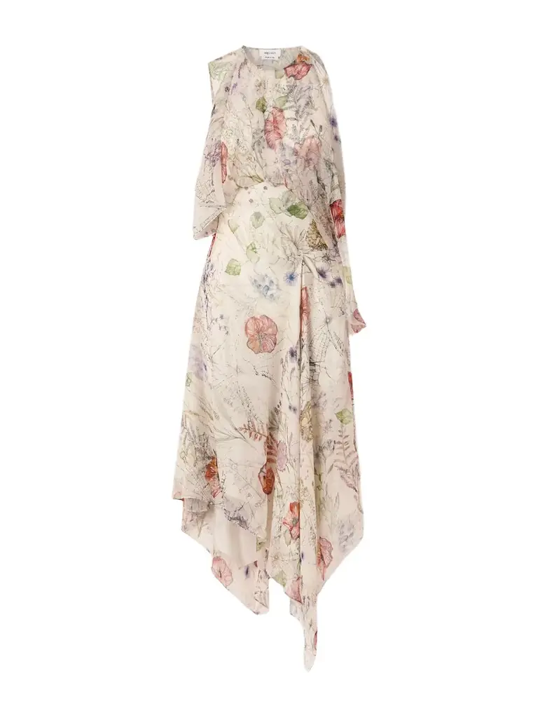 McQueen Ruffled Floral-print Silk-chiffon Midi Dress | Image 1 McQueen Ruffled Floral-print Silk-chiffon Midi Dress | Image 1