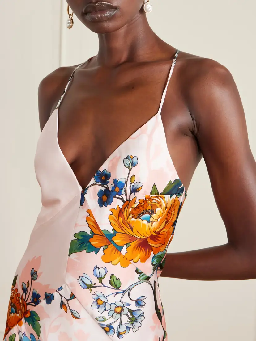 Borgo de Nor Olive Floral-print Satin-crepe Maxi Dress | Thumbnail 4