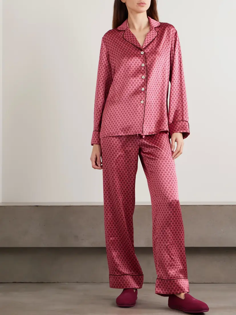 Olivia von Halle Lila Printed Silk-satin Pajama Set | Thumbnail 2