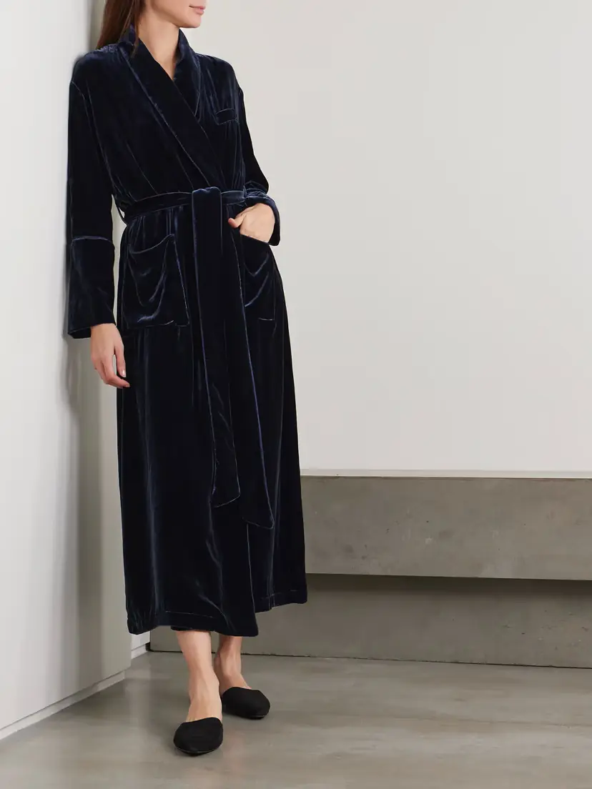 Olivia von Halle Capability Belted Velvet Robe | Thumbnail 2