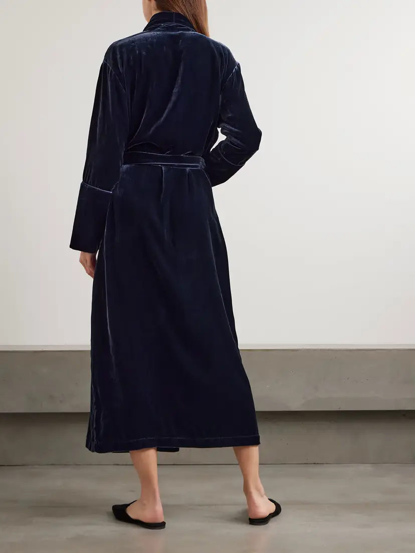Olivia von Halle Capability Belted Velvet Robe | Thumbnail 3