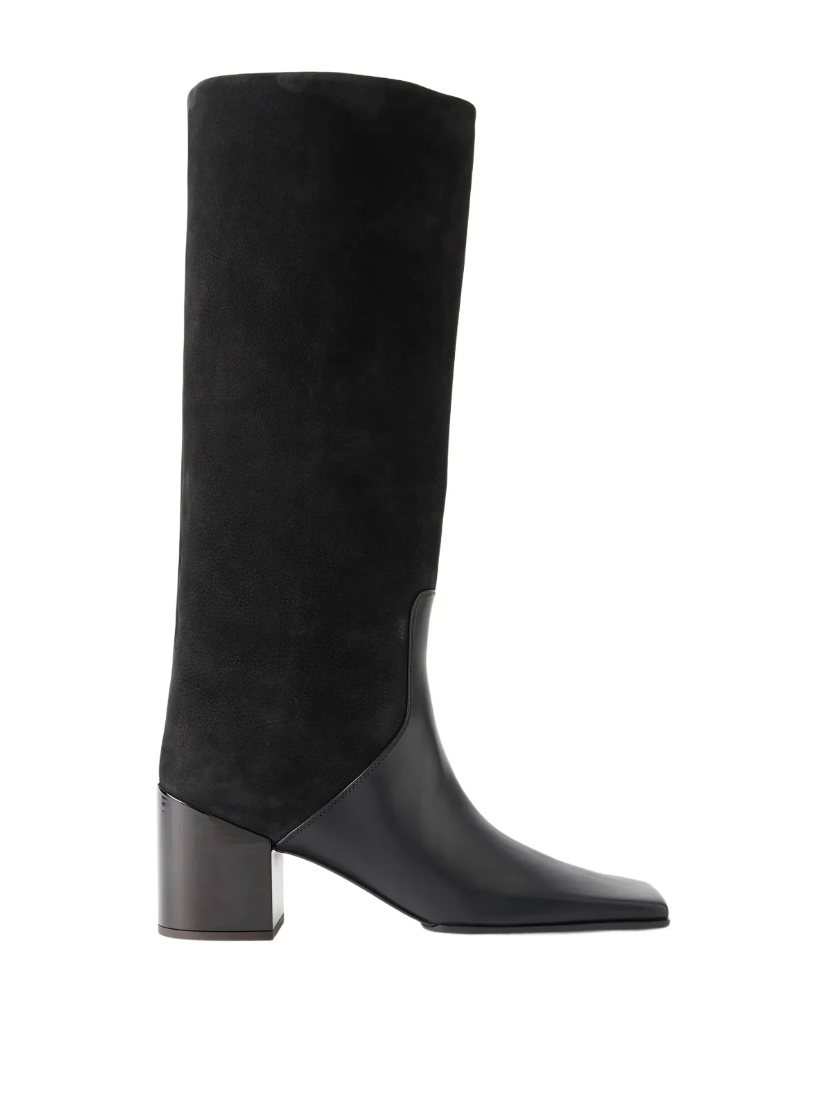 Textured-leather And Suede Knee Boots
