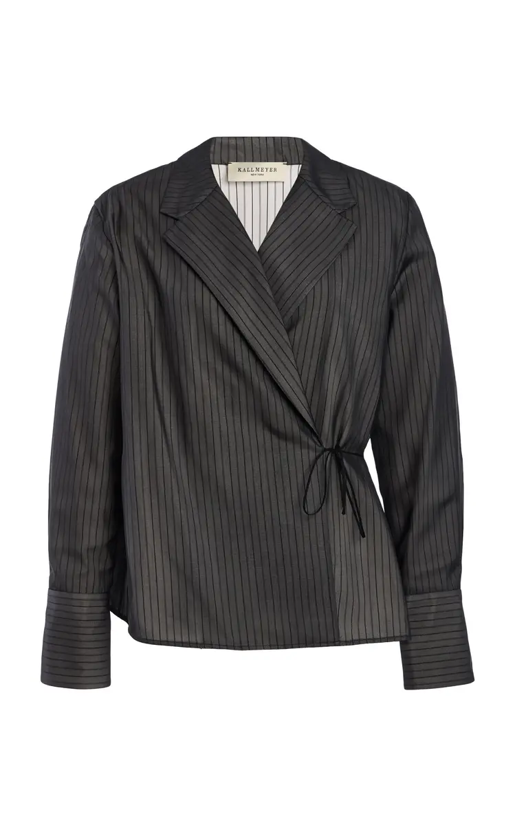 Kallmeyer Jennie Pinstriped Silk Trapped Poplin Evening Top | Thumbnail 2 Kallmeyer Jennie Pinstriped Silk Trapped Poplin Evening Top | Thumbnail 2