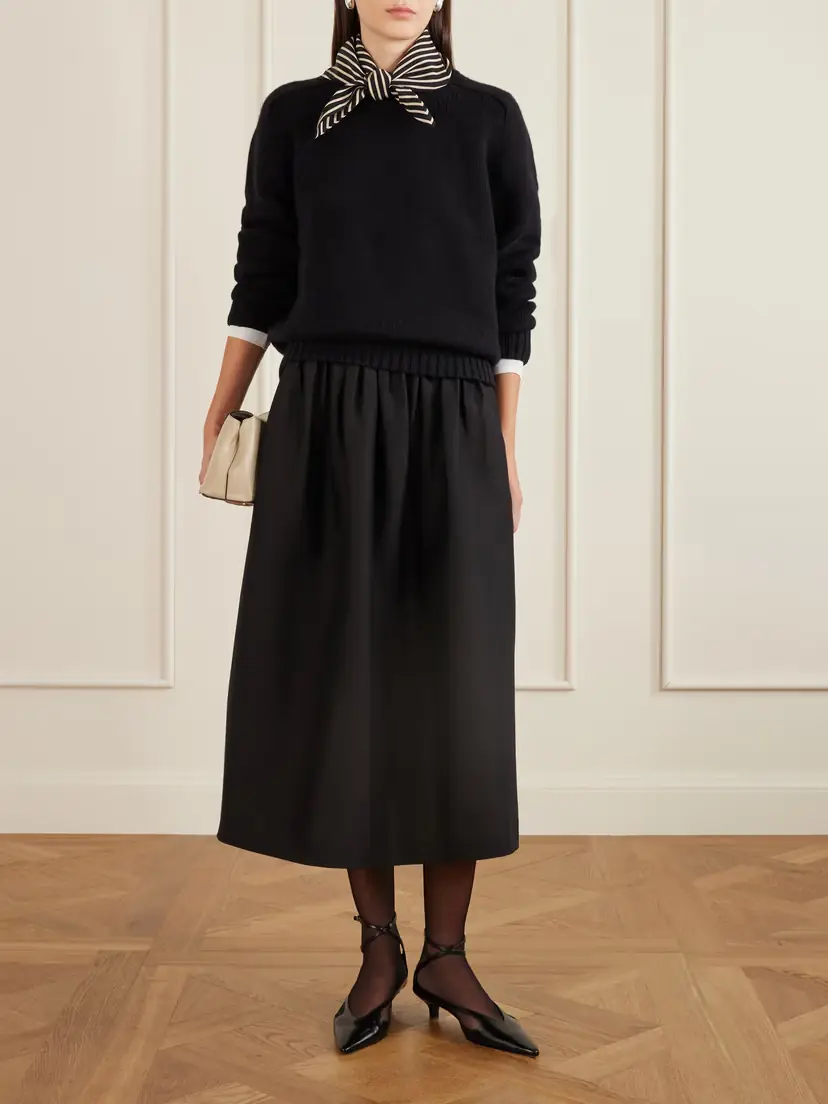 TOTEME Gathered Wool And Silk-blend Midi Skirt | Thumbnail 2