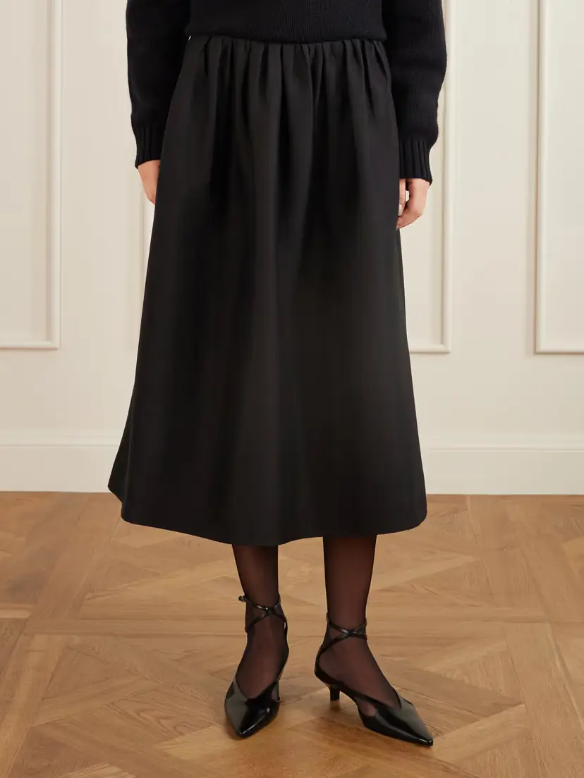 TOTEME Gathered Wool And Silk-blend Midi Skirt | Thumbnail 3