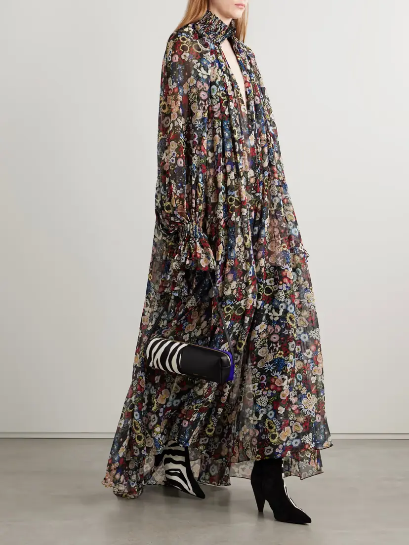 Khaite Edgar Pleated Floral-print Silk-chiffon Turtleneck Maxi Dress | Thumbnail 2 Khaite Edgar Pleated Floral-print Silk-chiffon Turtleneck Maxi Dress | Thumbnail 2