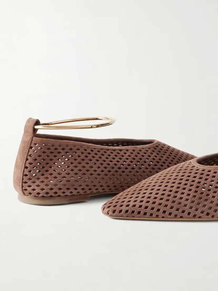 Jil Sander Ballerina Embellished Laser-cut Suede Pointed-toe Ballet Flats | Thumbnail 5 Jil Sander Ballerina Embellished Laser-cut Suede Pointed-toe Ballet Flats | Thumbnail 5