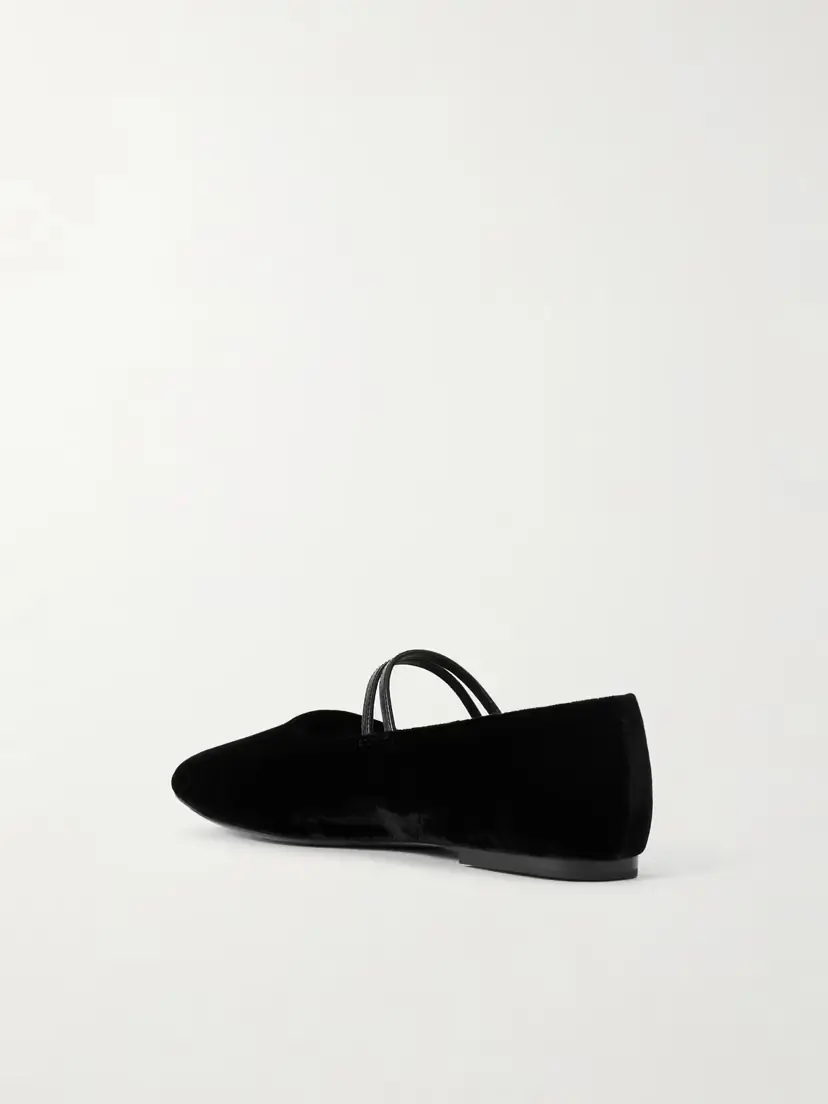 Tory Burch Leather-trimmed Velvet Mary Jane Ballet Flats | Thumbnail 3 Tory Burch Leather-trimmed Velvet Mary Jane Ballet Flats | Thumbnail 3